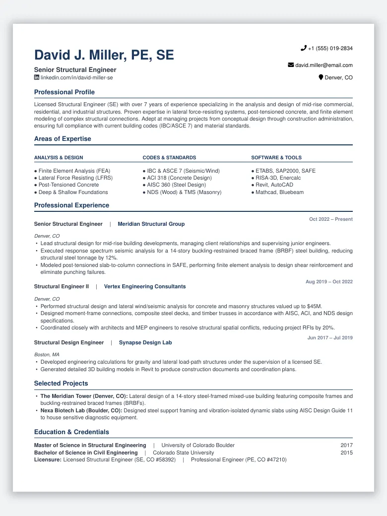 Structural Engineer Resume preview