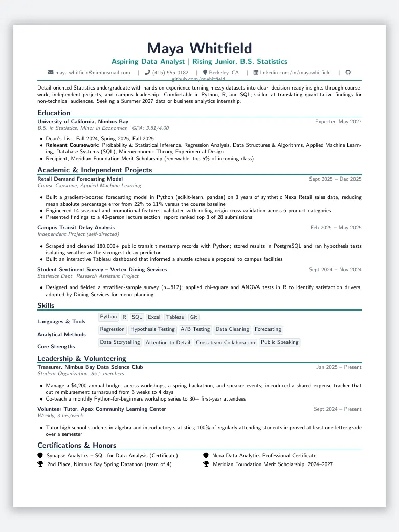 Student Resume with No Work Experience preview