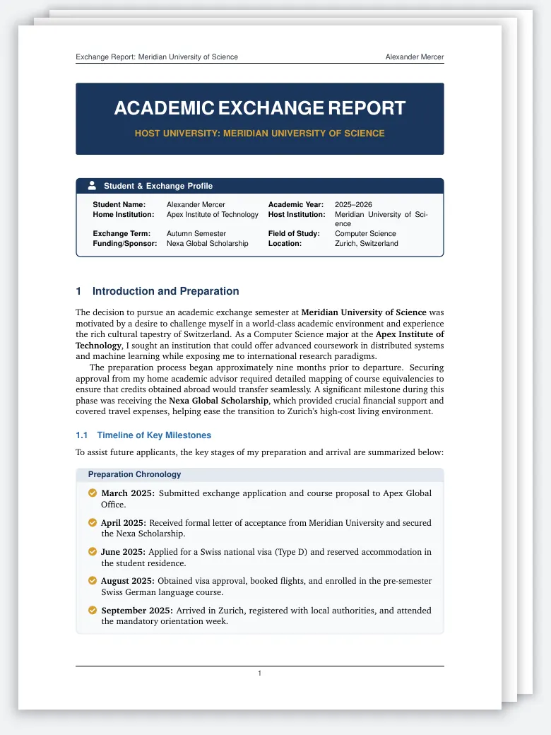 Study Abroad Exchange Report preview