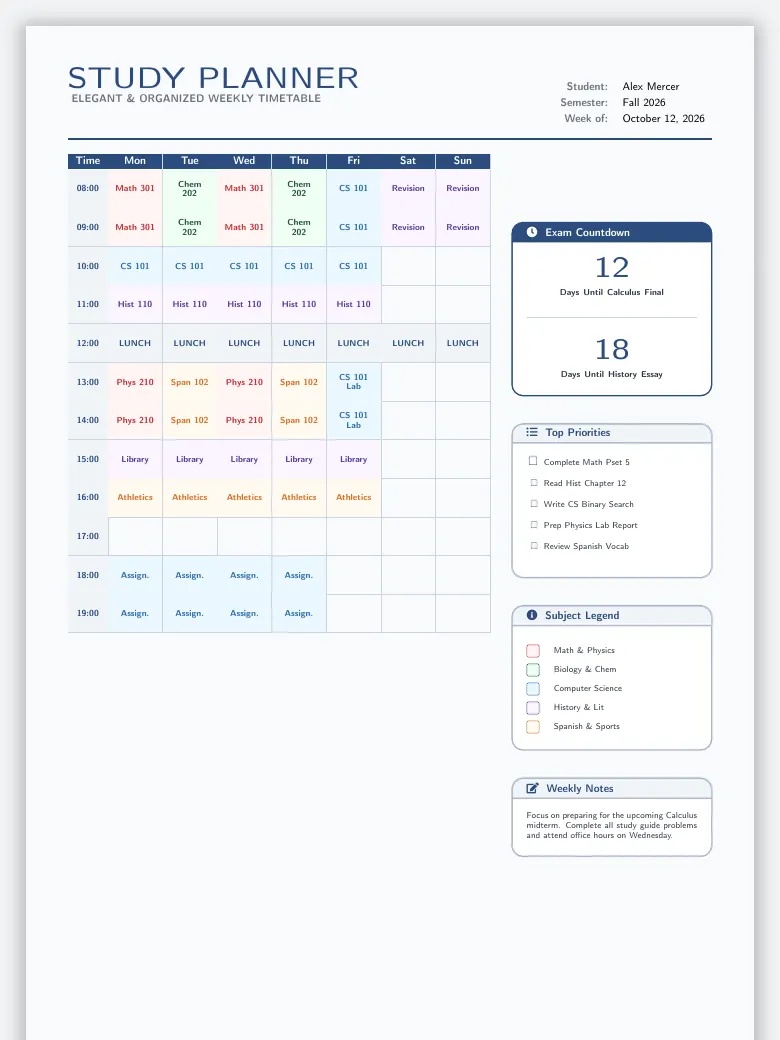 Study Planner preview