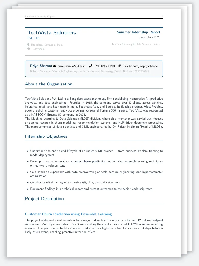 Summer Internship Report preview