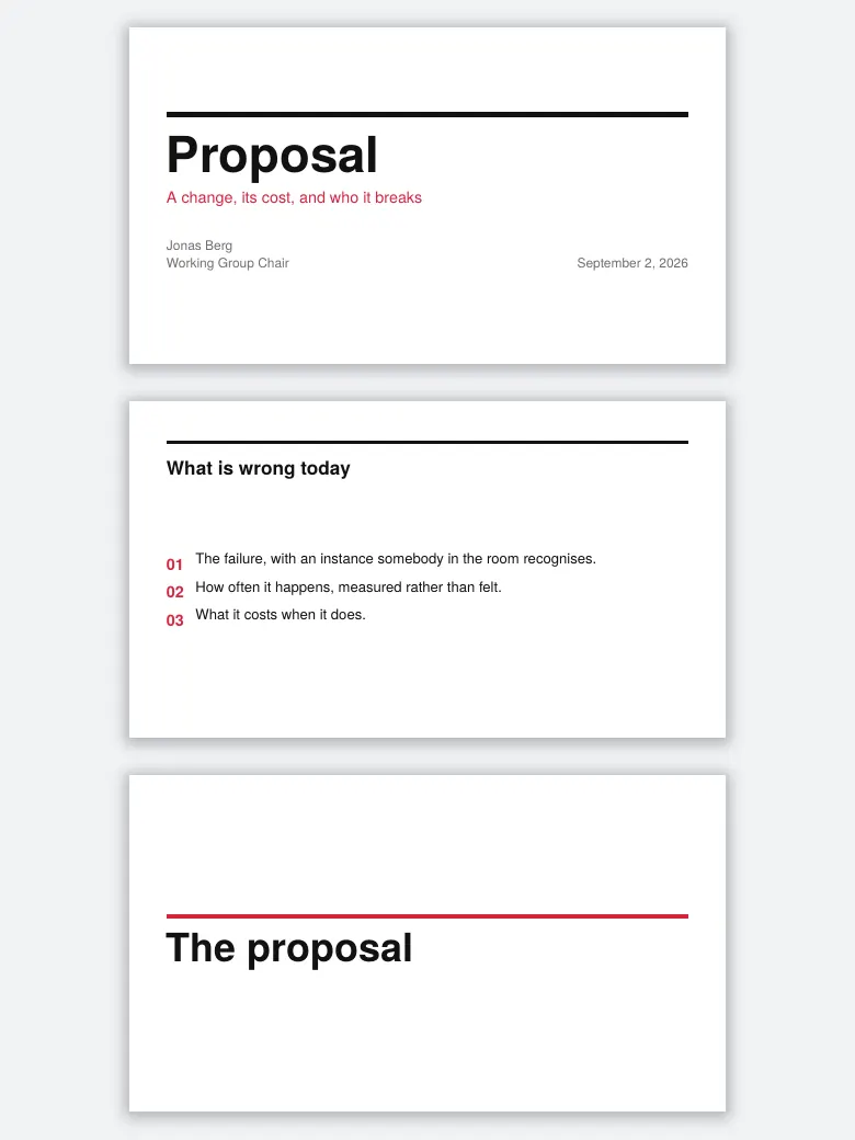 Swiss Standards Proposal Deck preview