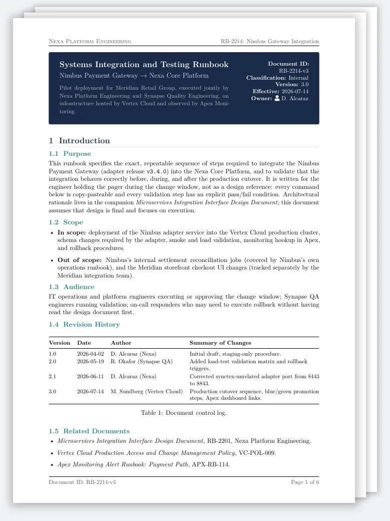 Systems Integration and Testing Runbook preview