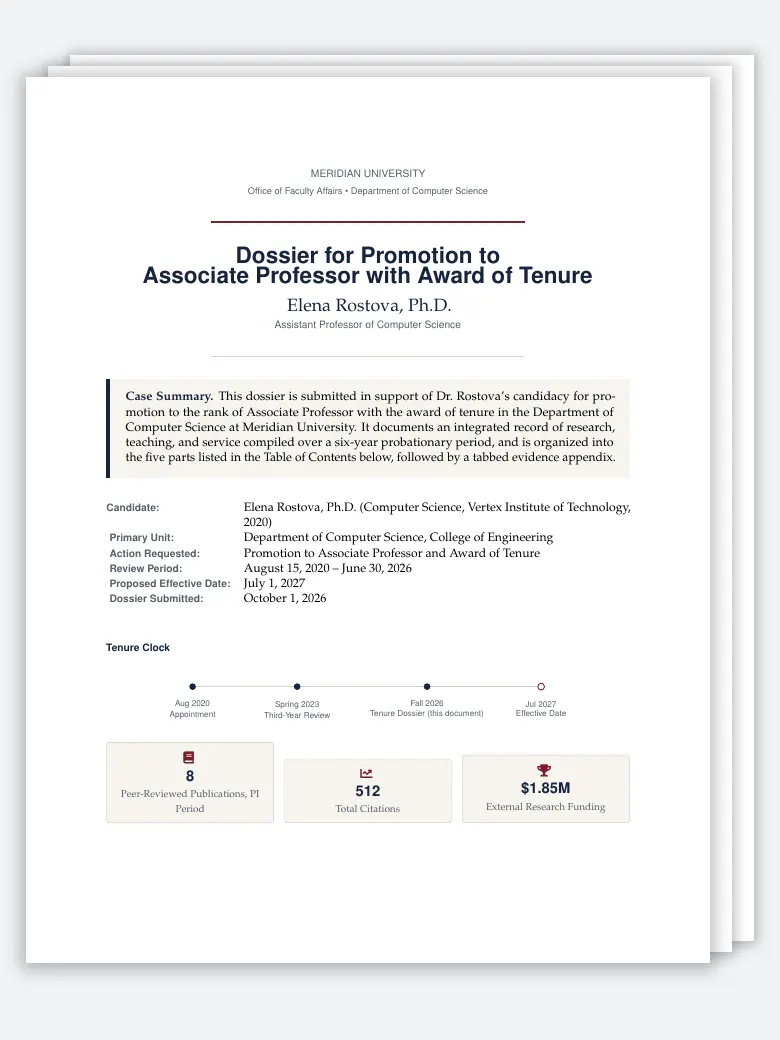 Tenure and Promotion Dossier preview
