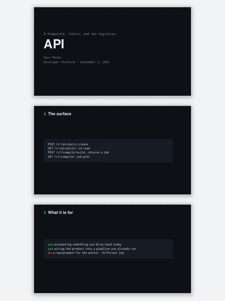 Terminal API Launch Deck preview