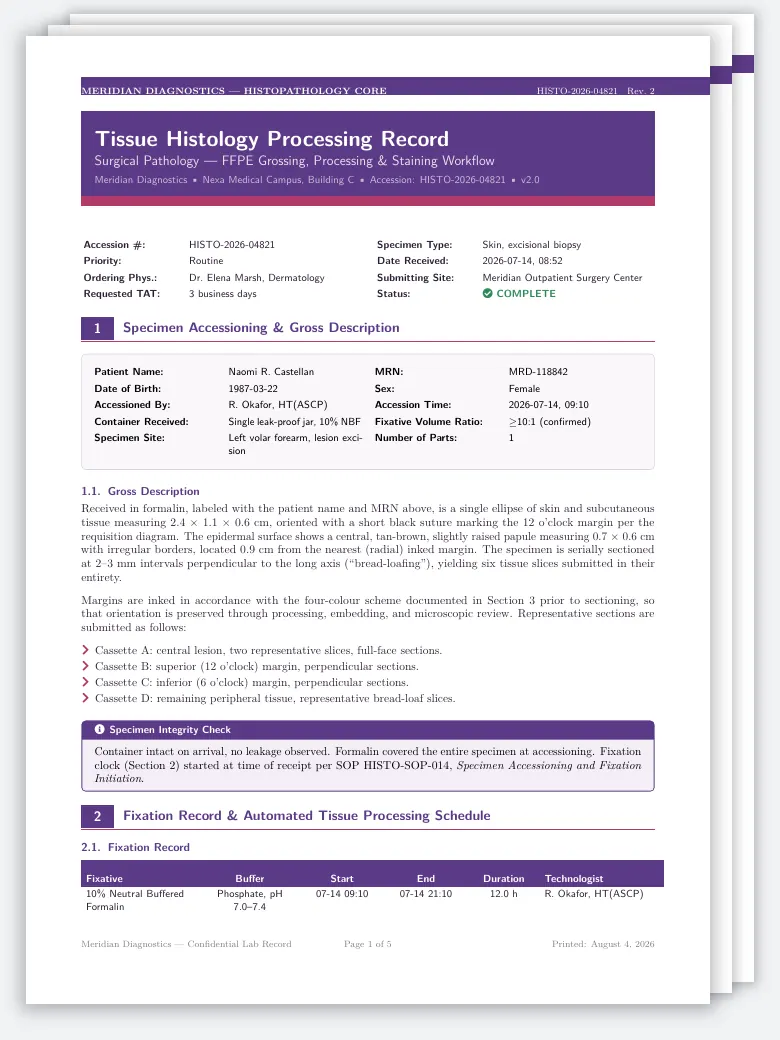 Tissue Histology Processing Record preview