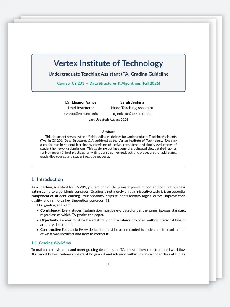 Undergraduate Teaching Assistant (TA) Grading Guideline preview