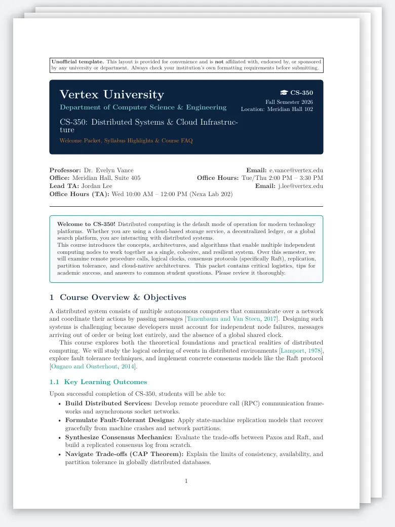 University Course Welcome Packet & FAQ preview