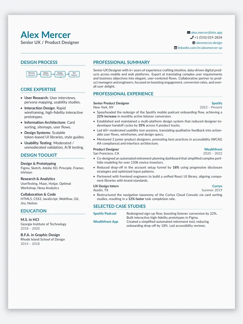 UX Designer Resume preview
