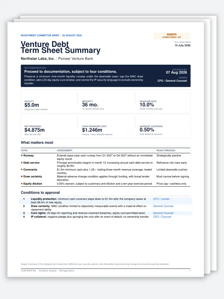 Venture Debt Term Sheet Summarizer preview