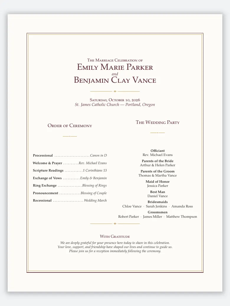 Wedding Program preview