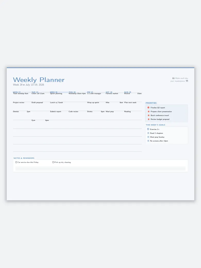 Weekly Planner preview