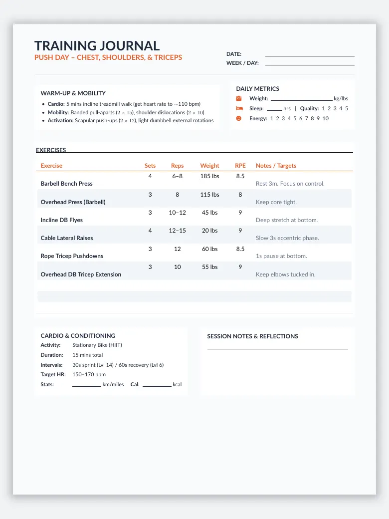 Workout Log preview