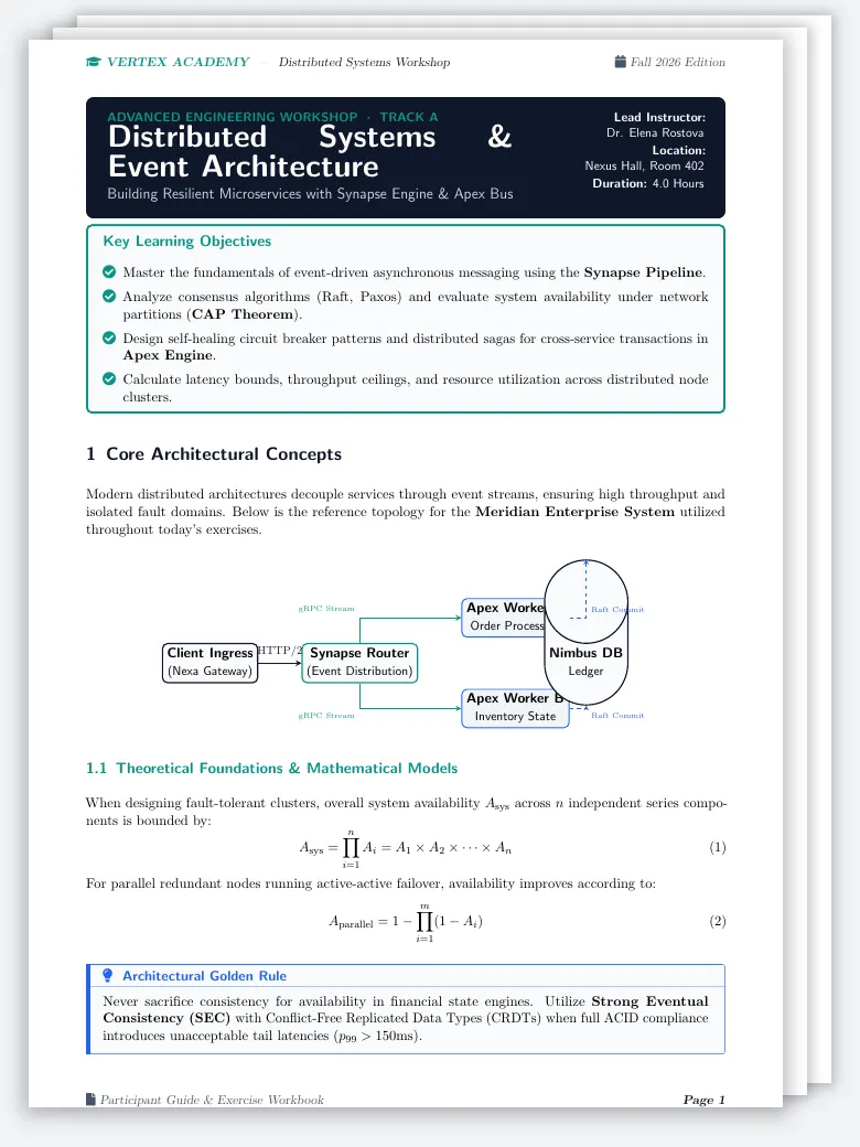 Educational Workshop Handout & Exercises LaTeX template, first page preview