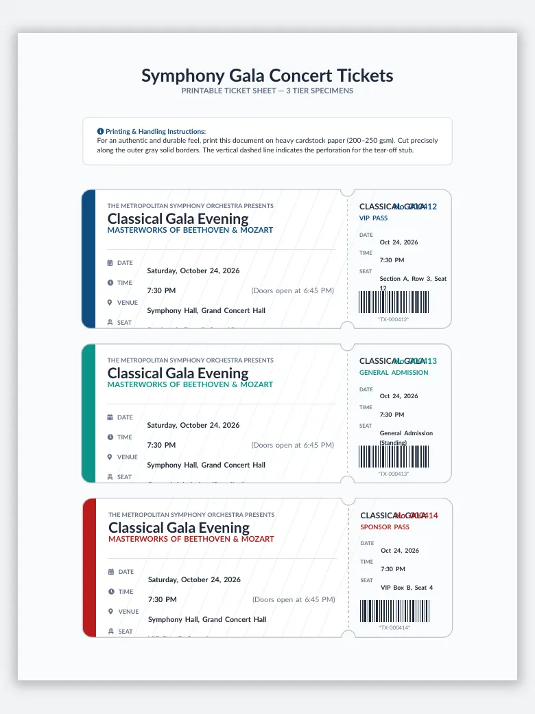 Printable Event Ticket preview