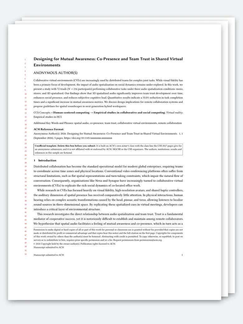 CHI Submission Paper LaTeX template, first page preview