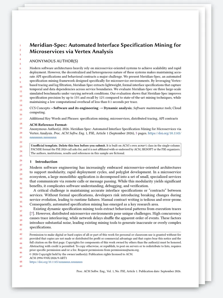 FSE Research Paper LaTeX template, first page preview