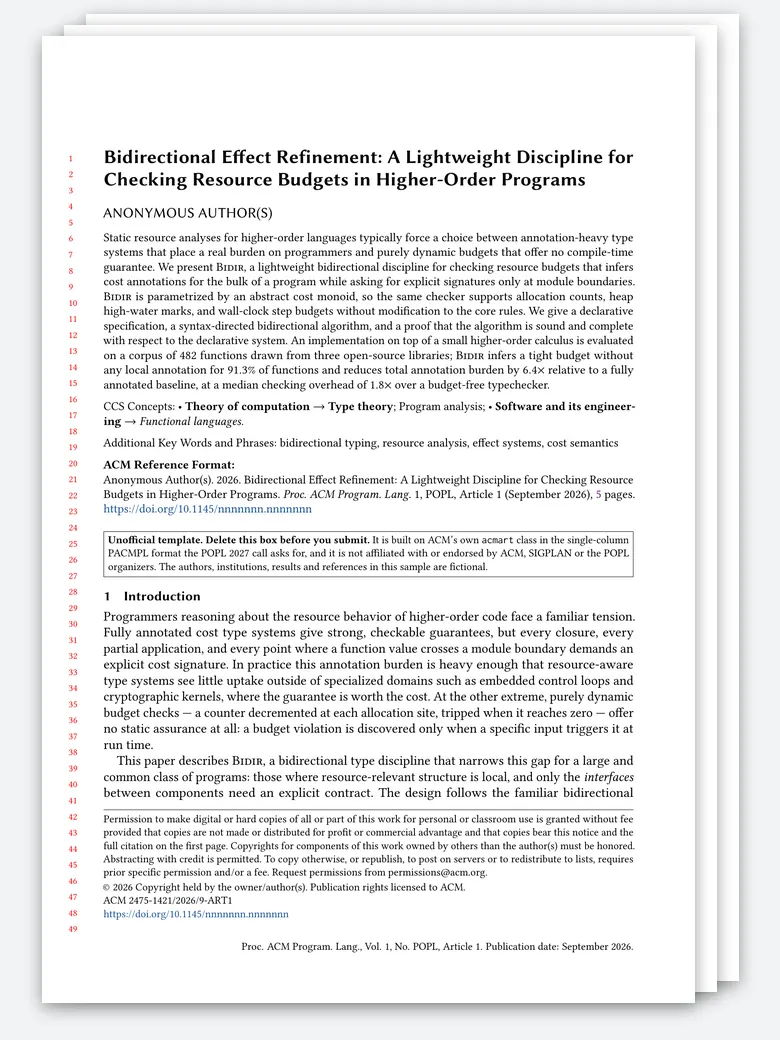 POPL Research Paper LaTeX template, first page preview