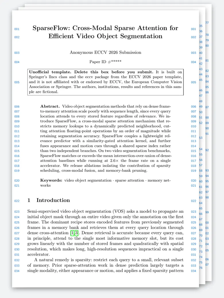 ECCV 2026 Submission Paper LaTeX template, first page preview