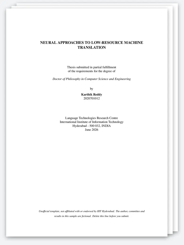 IIIT Hyderabad Thesis preview